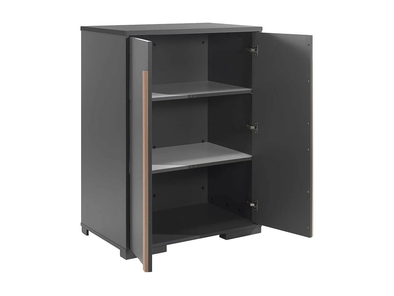 NASH DARK - Buffet Bas 2 Portes Anthracite et Bois