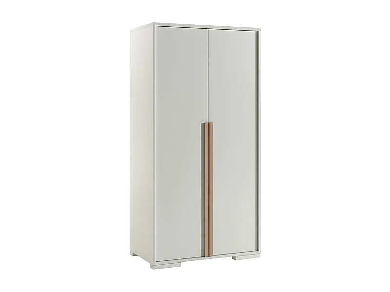 NASH WHITE - Armoire 2 Portes Blanche et Bois