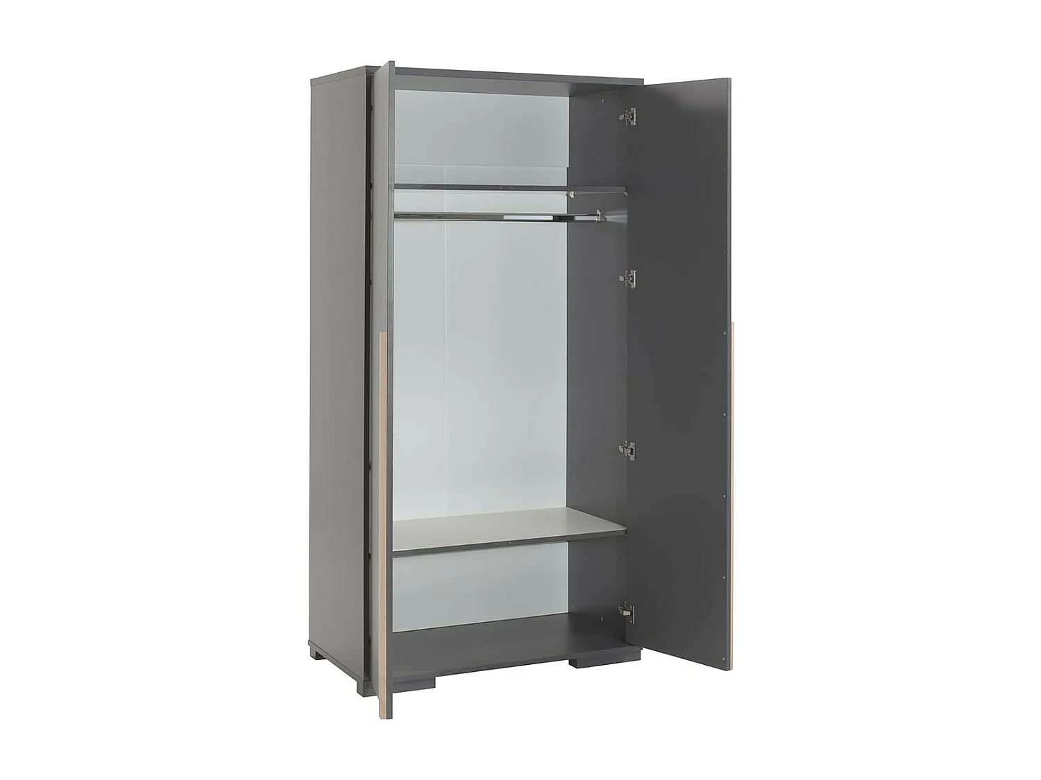 NASH DARK - Armoire 2 Portes Anthracite et Bois