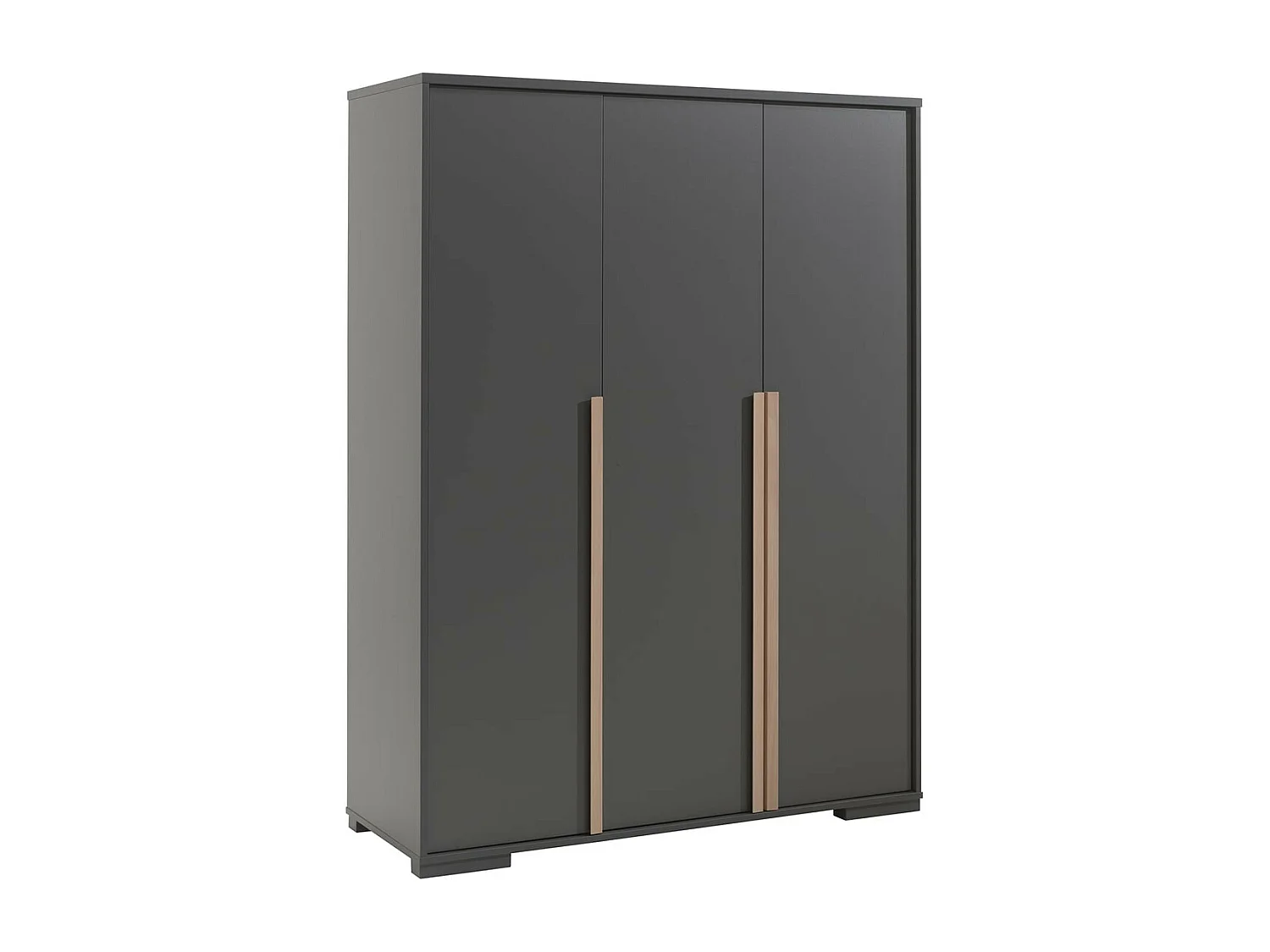 NASH DARK - Armoire 3 Portes Anthracite et Bois