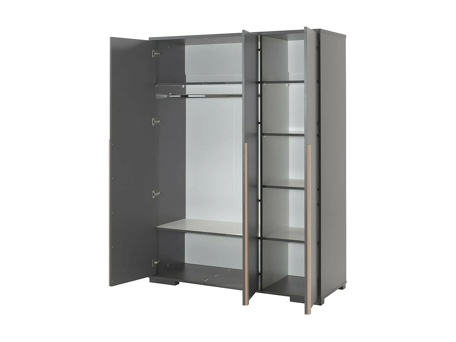 NASH DARK - Armoire 3 Portes Anthracite et Bois