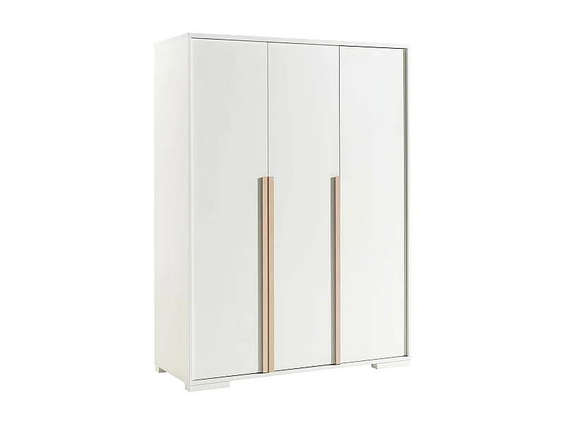 NASH WHITE - Armoire 3 Portes Blanche et Bois