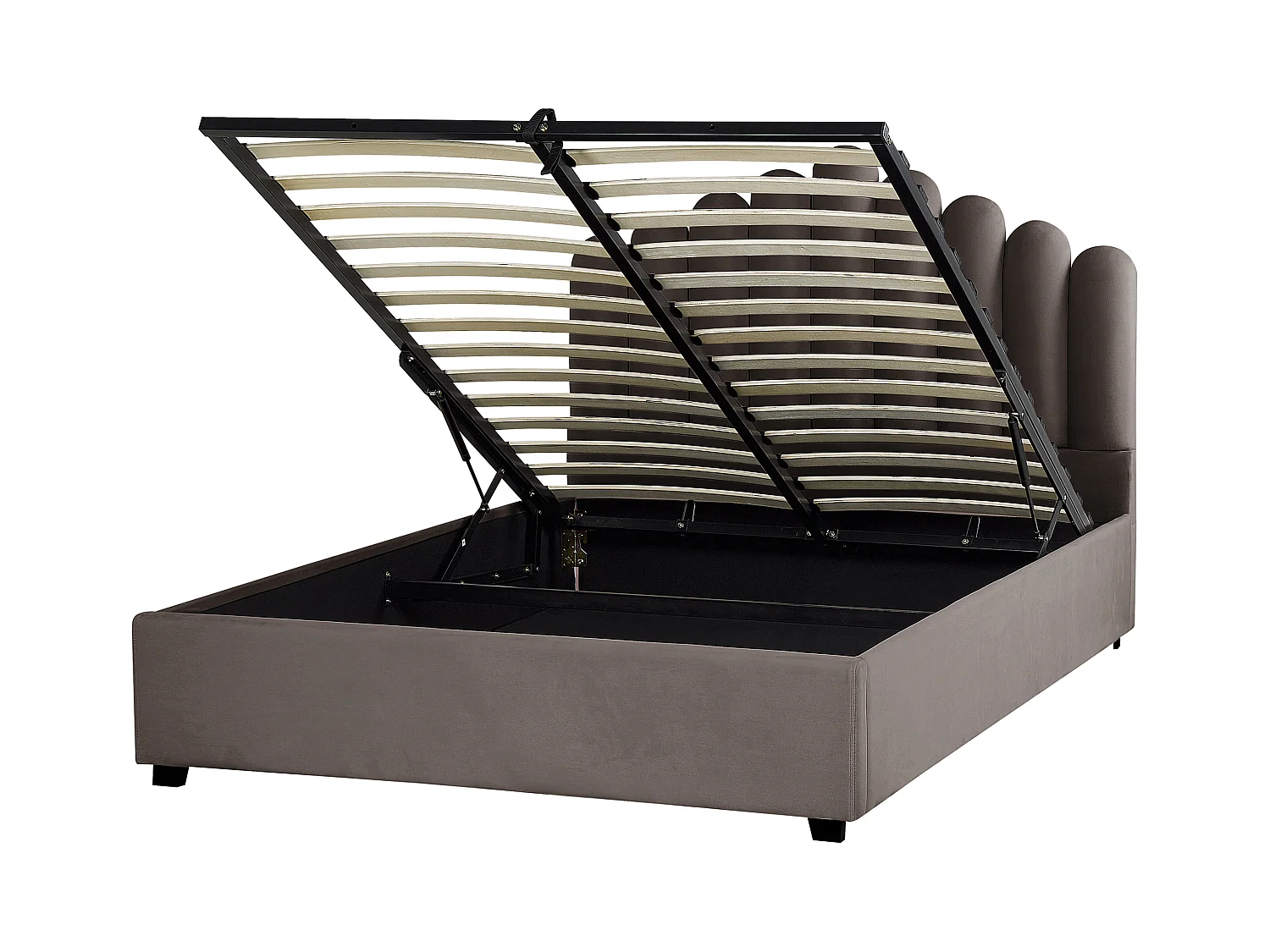 Cama baú Veludo VINCENNES 160 x 200 cm Taupe