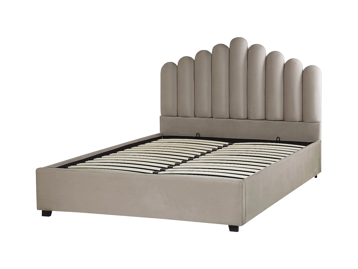 Cama baú Veludo VINCENNES 160 x 200 cm Taupe