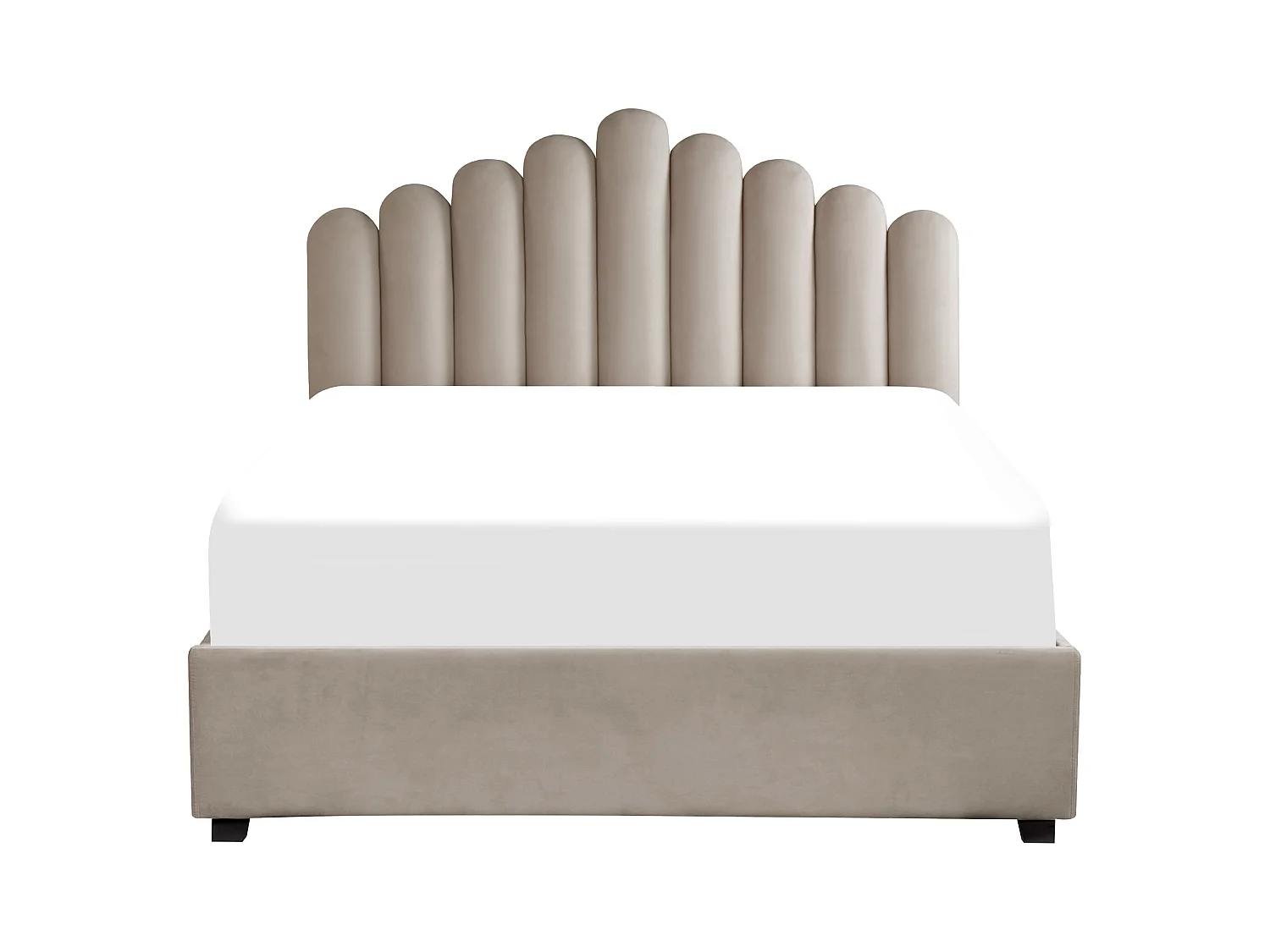 Cama baú Veludo VINCENNES 160 x 200 cm Taupe