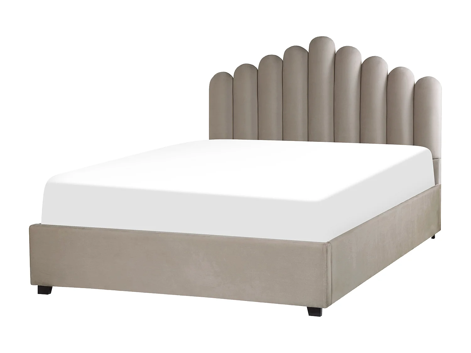 Cama baú Veludo VINCENNES 160 x 200 cm Taupe