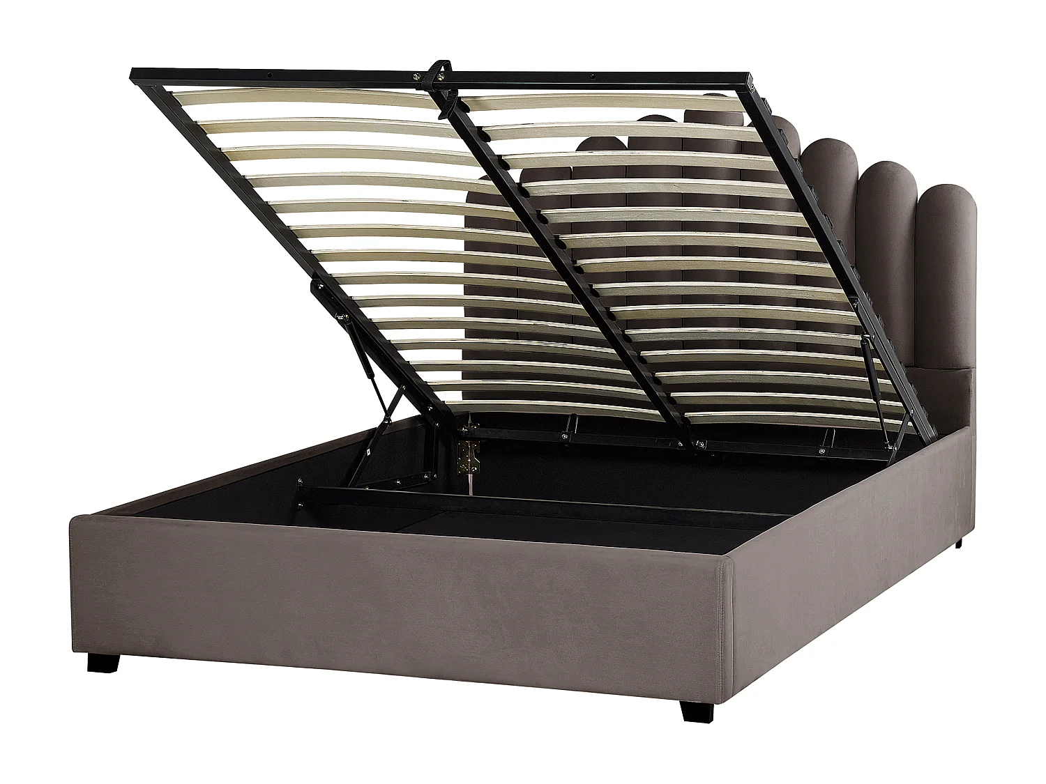 Bett mit Stauraum Samtstoff VINCENNES 160 x 200 cm Taupe