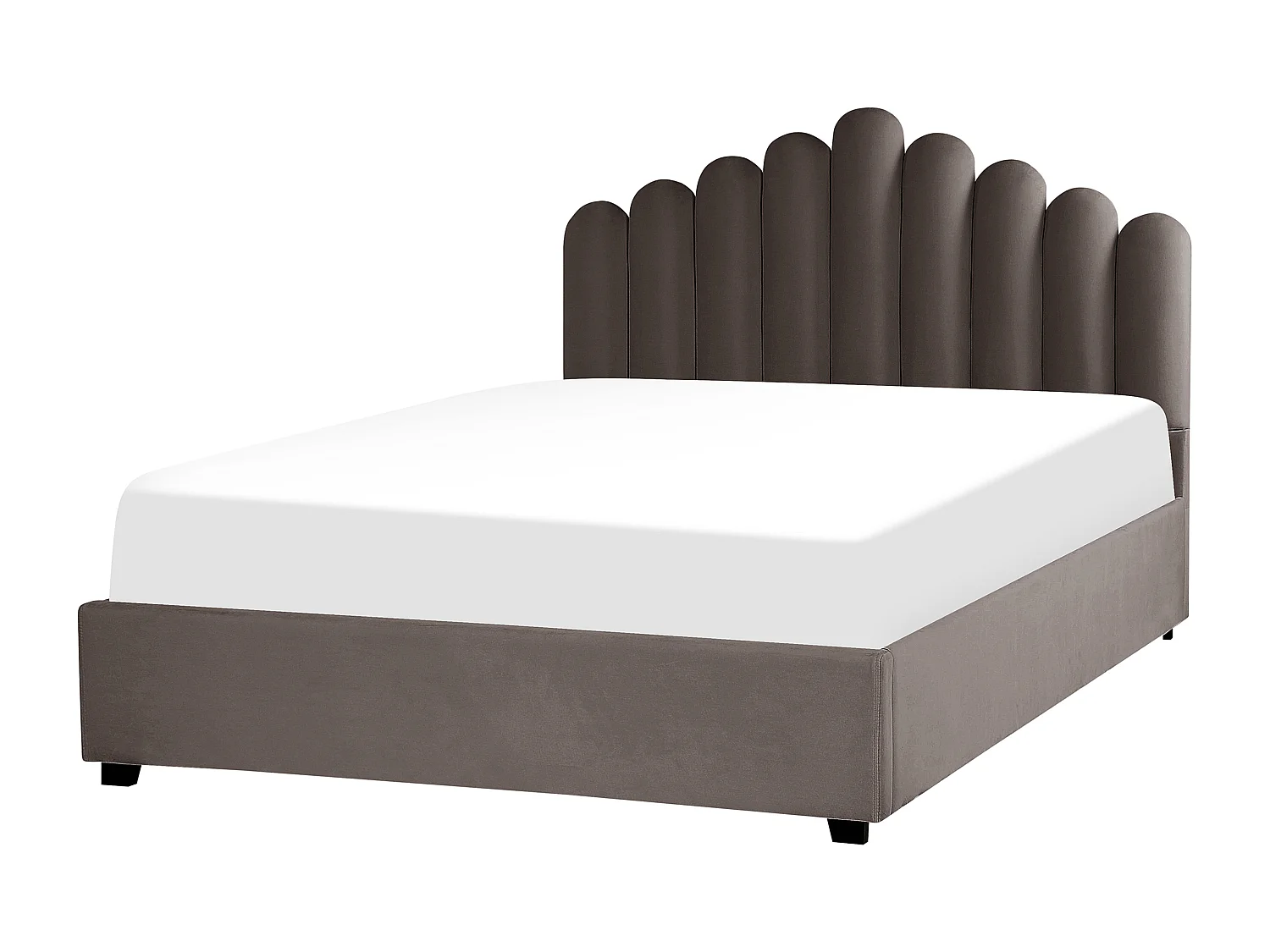 Bett mit Stauraum Samtstoff VINCENNES 160 x 200 cm Taupe