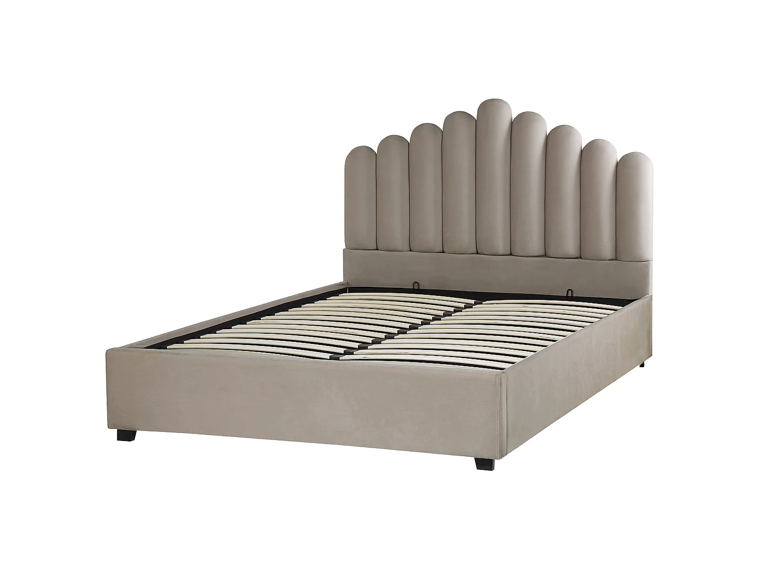 Cama baú Veludo VINCENNES 160 x 200 cm Taupe