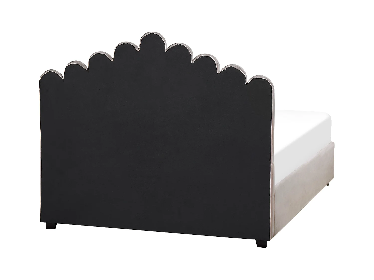 Polsterbett Samtstoff beige taupe 140x200 cm mit Stauraum muschelform Vincennes