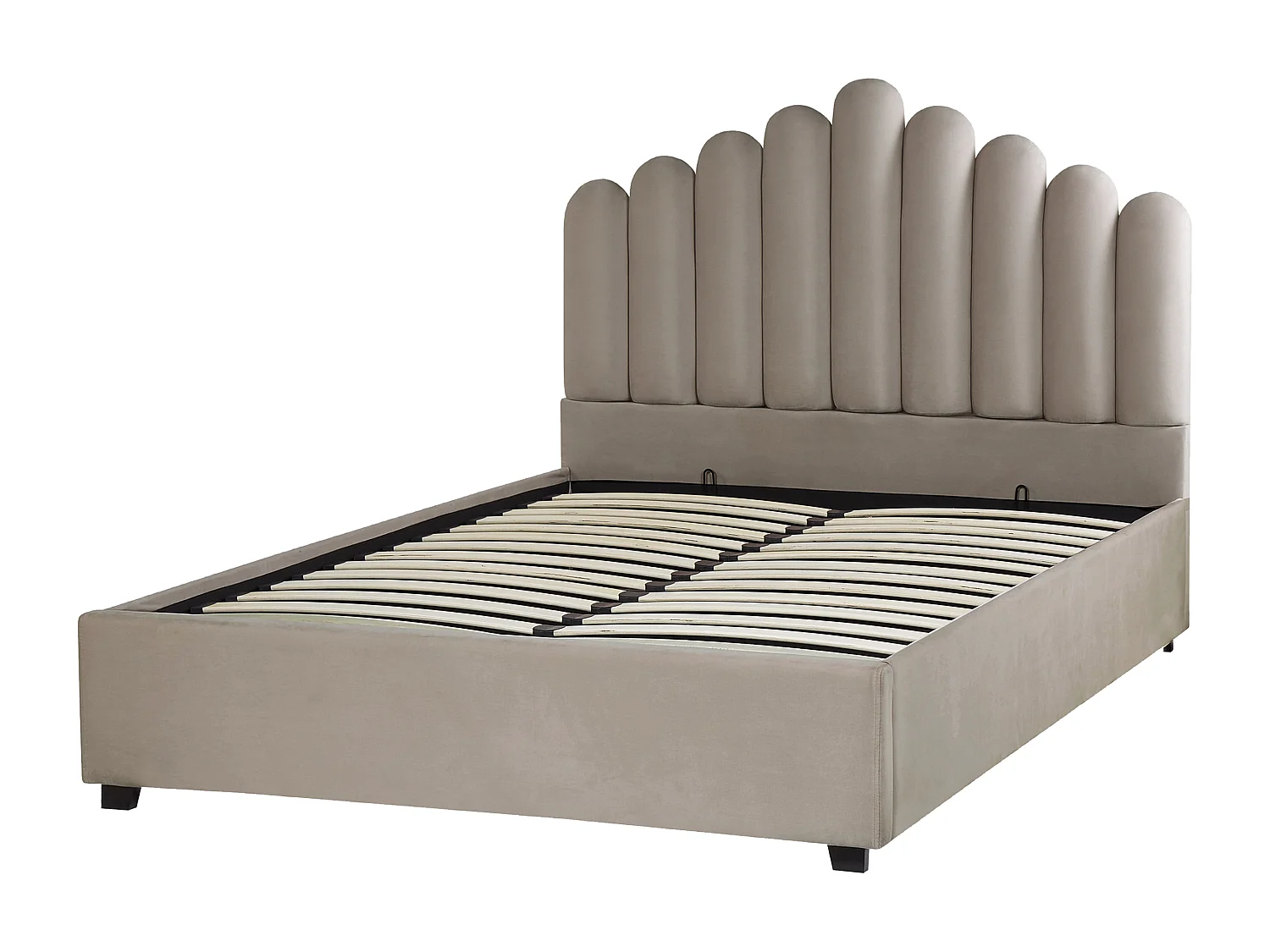 Lit ottoman Velours VINCENNES 140 x 200 cm Taupe