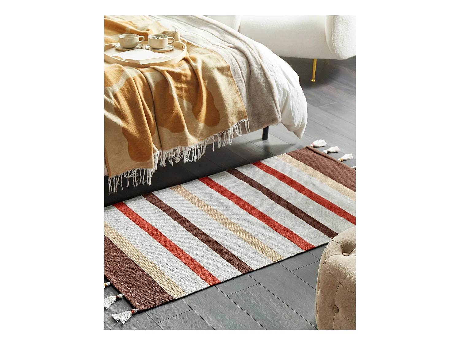 Dywan bawełniany 80 x 150 cm brązowo-beżowy HISARLI