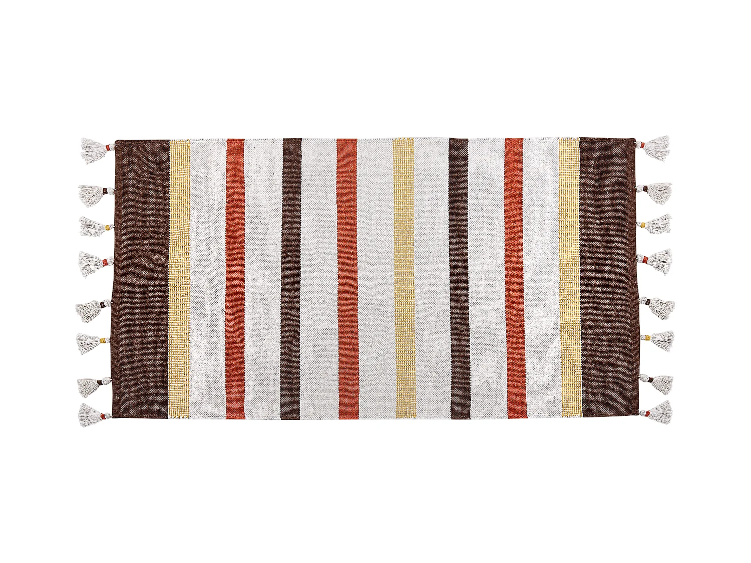 Teppich Baumwolle braun/beige gestreiftes Muster 80 x 150 cm mit Fransen Hisarli