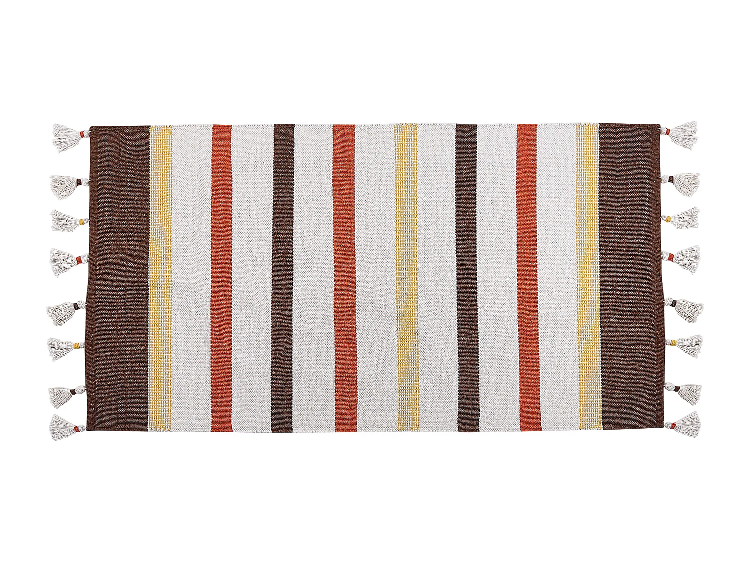 Teppich Baumwolle braun/beige gestreiftes Muster 80 x 150 cm mit Fransen Hisarli