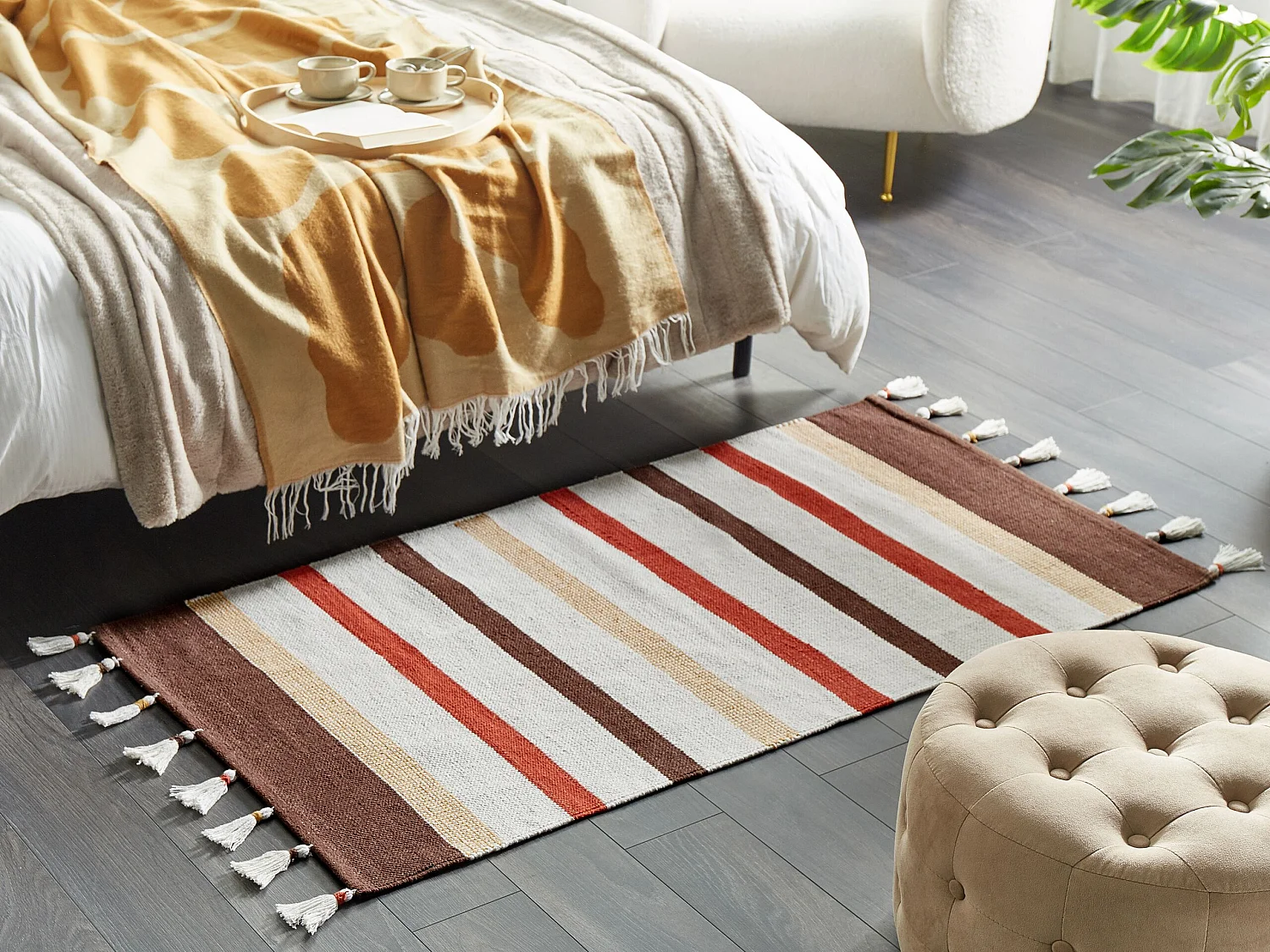 Tapis en coton brun et beige 80 x 150 cm HISARLI