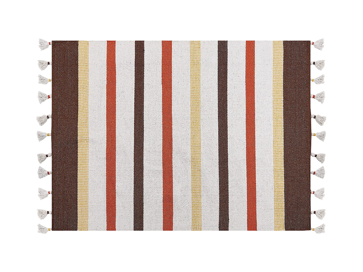 Teppich Baumwolle braun/beige gestreiftes Muster 140x200 cm mit Fransen Hisarli