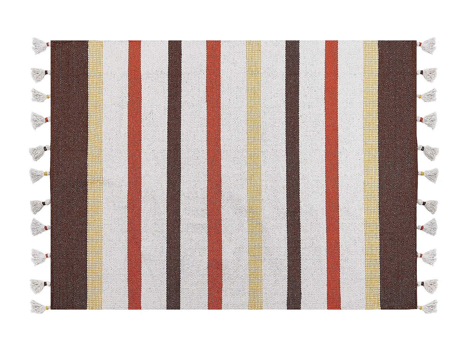 Teppich Baumwolle braun/beige gestreiftes Muster 140x200 cm mit Fransen Hisarli