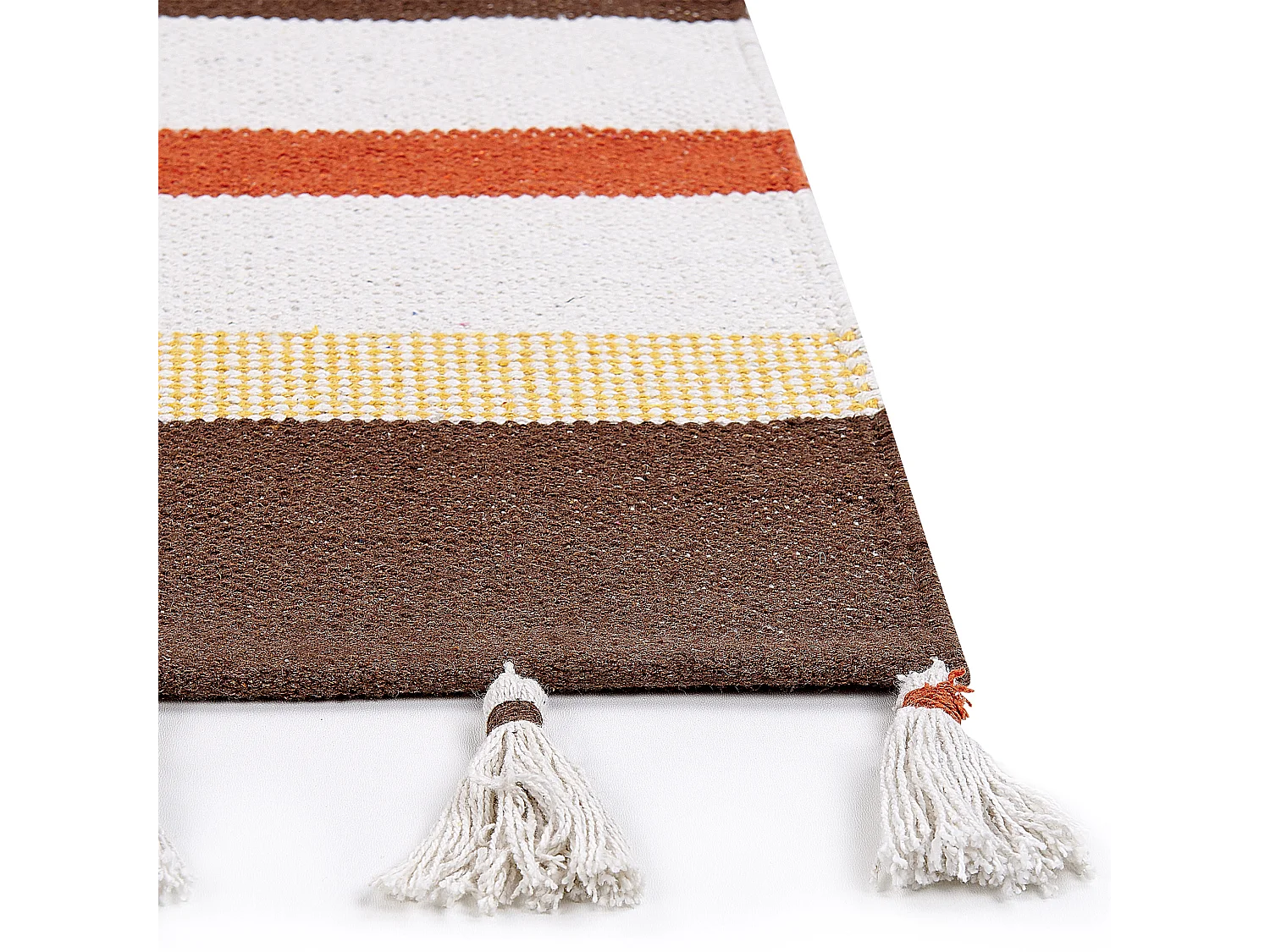 Teppich Baumwolle braun/beige gestreiftes Muster 140x200 cm mit Fransen Hisarli