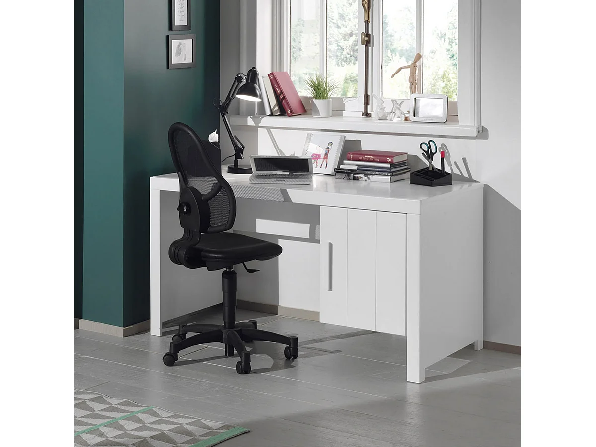 GASTON - Bureau 1 Porte Laqué Blanc