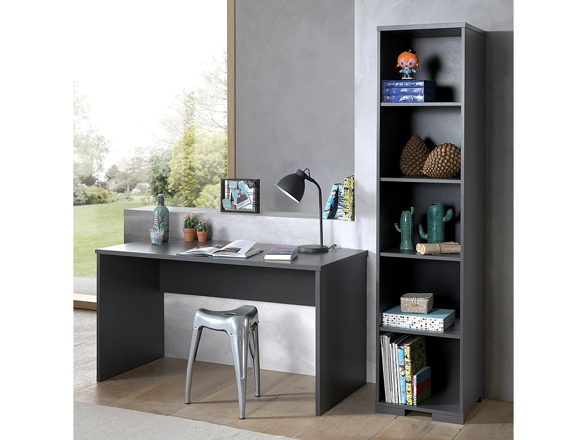 NASH DARK - Pack Bureau + Bibliothèque 5 Etages