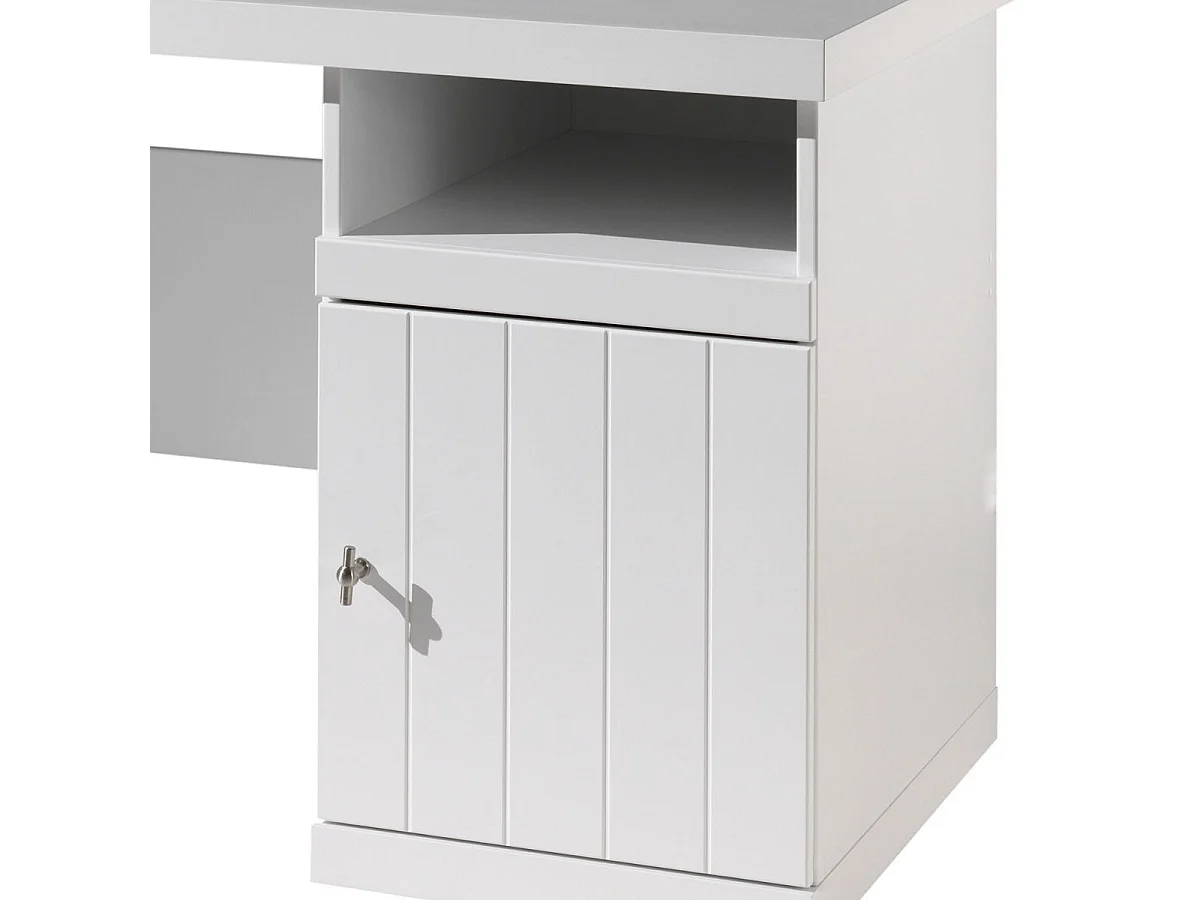 CLEO - Bureau 1 Porte Effet Lambris Blanc Laqué