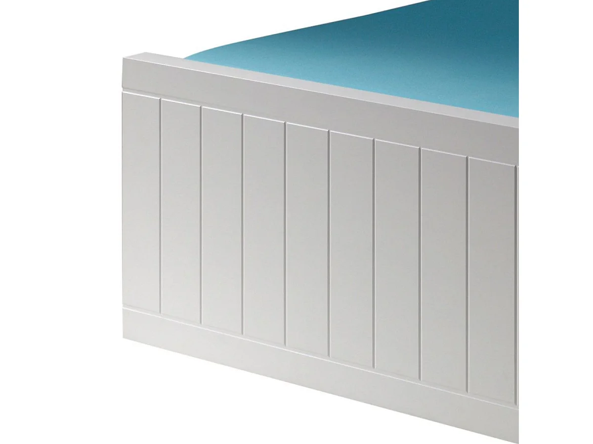 CLEO - Lit 90x200cm Effet Lambris Blanc Laqué