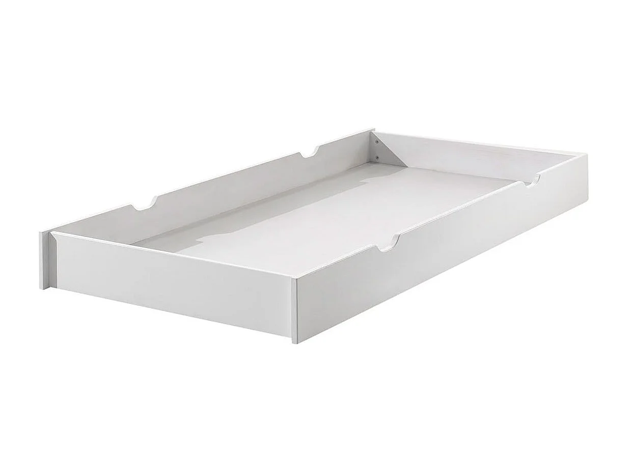 GASTON - Lit 90x200cm avec Tiroir de Lit Laqués Blanc