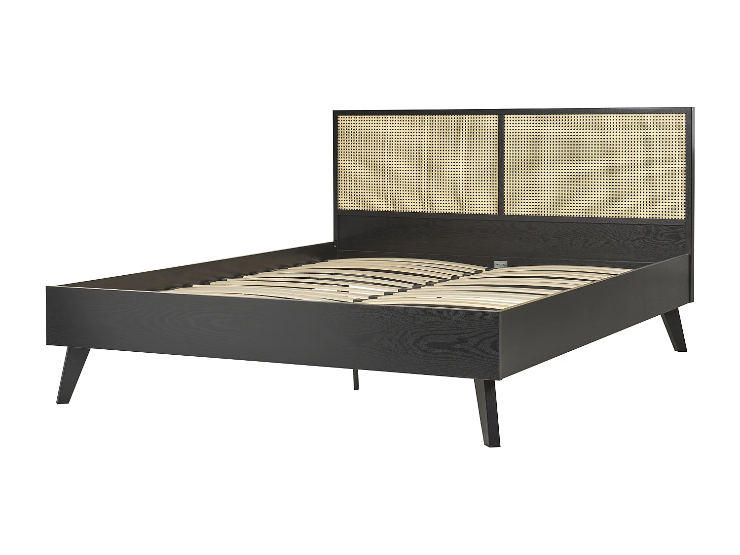 Lit avec sommier Rotin MONPAZIER 160 x 200 cm Noir