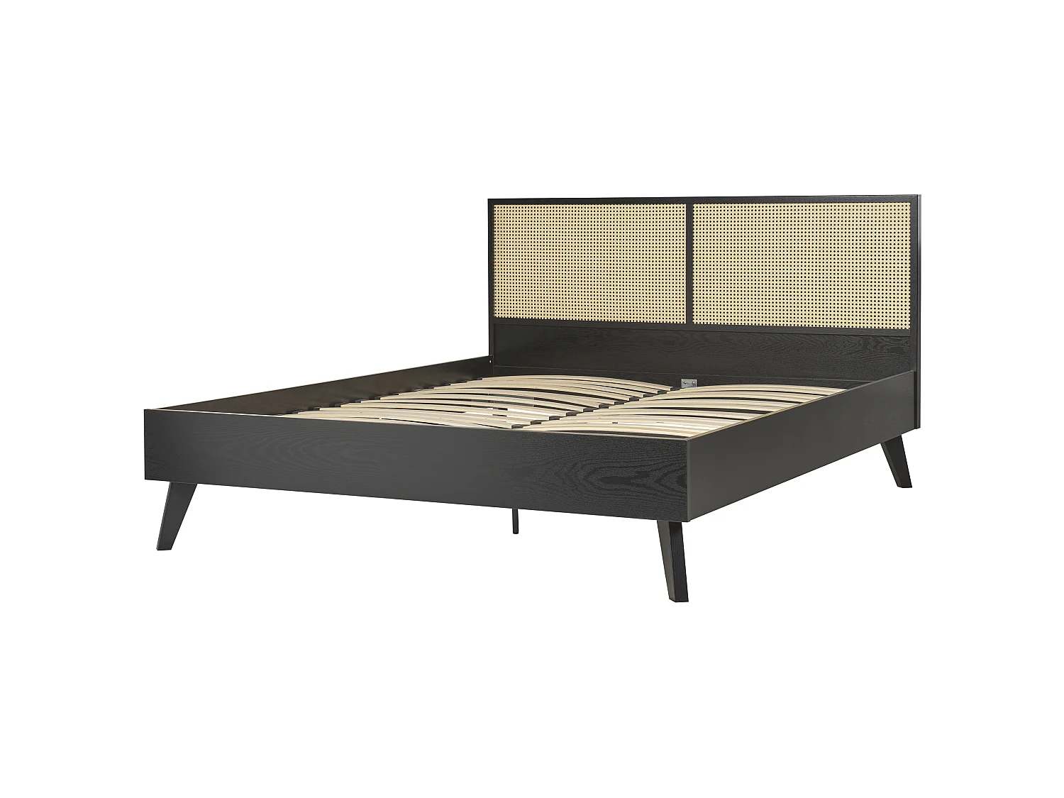 Lit avec sommier Rotin MONPAZIER 160 x 200 cm Noir