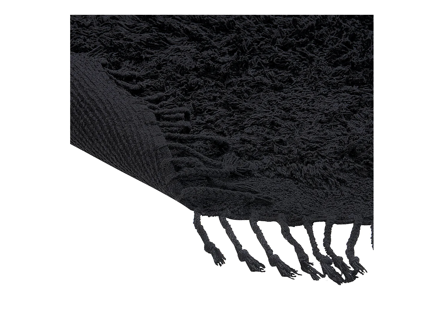 Teppich Baumwolle schwarz ⌀ 140 cm Fransen Shaggy BITLIS