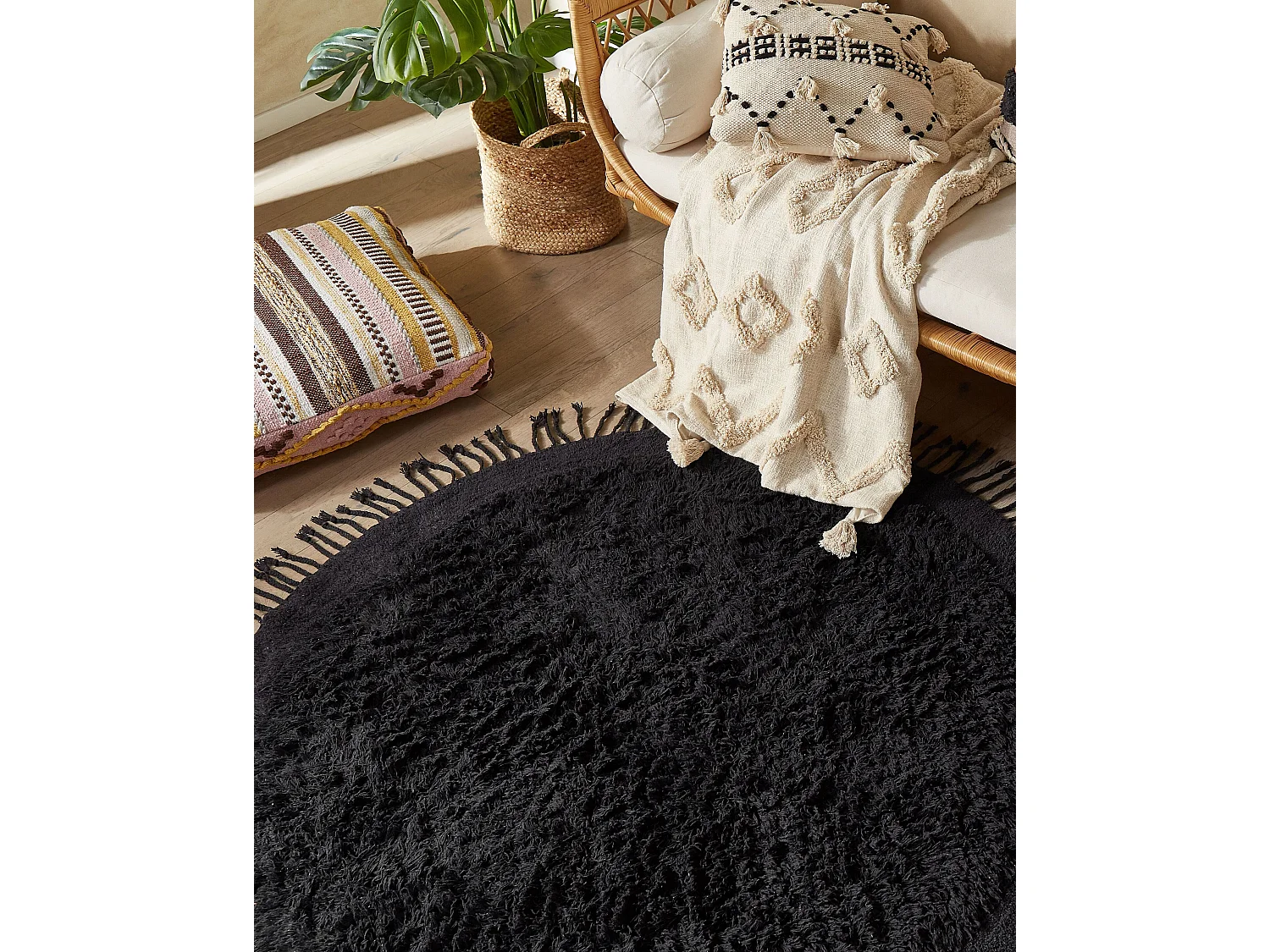 Tapis BITLIS Noir ø 140 cm Coton