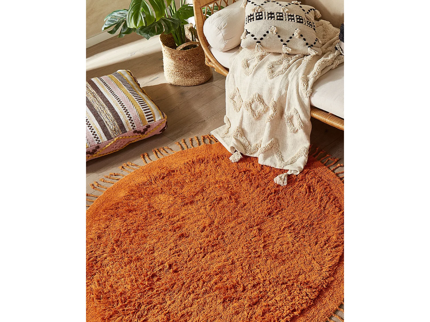 Tapis en coton orange ⌀ 140 cm BITLIS