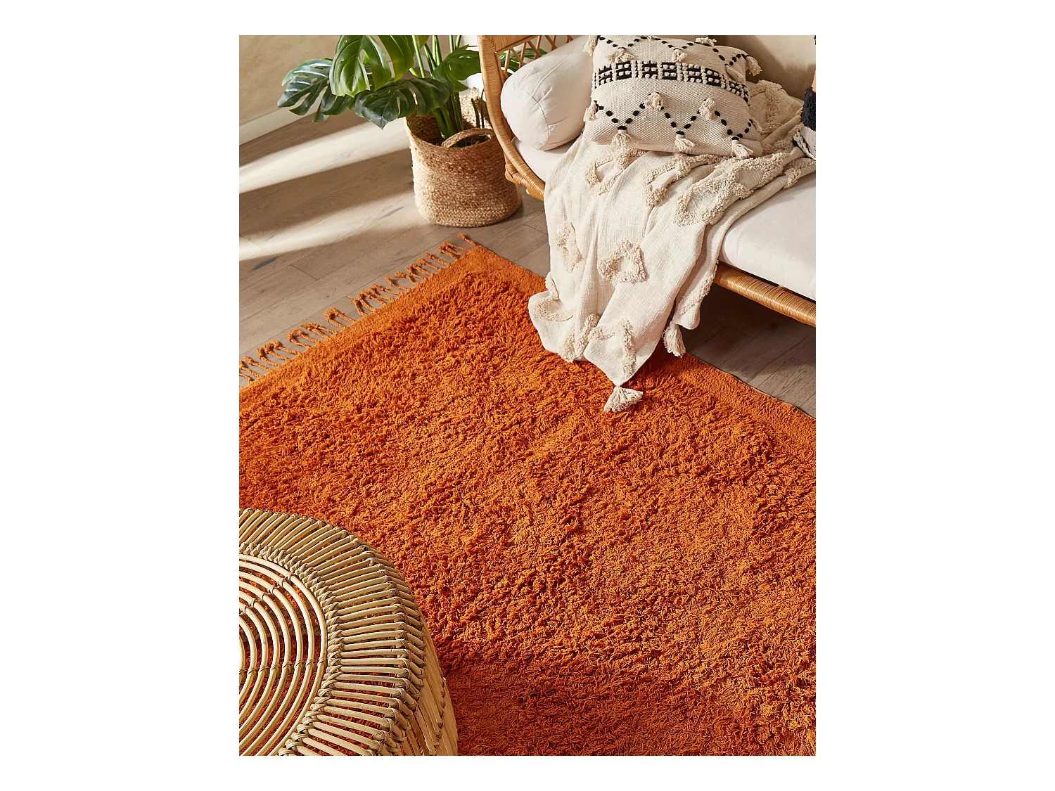 Vloerkleed katoen oranje 140 x 200 cm BITLIS