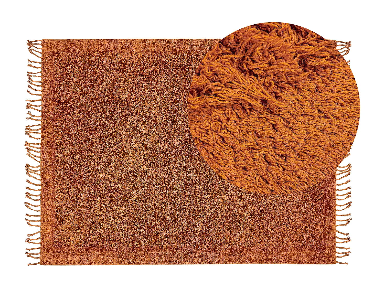 Teppich Baumwolle orange 140 x 200 cm Fransen Shaggy BITLIS