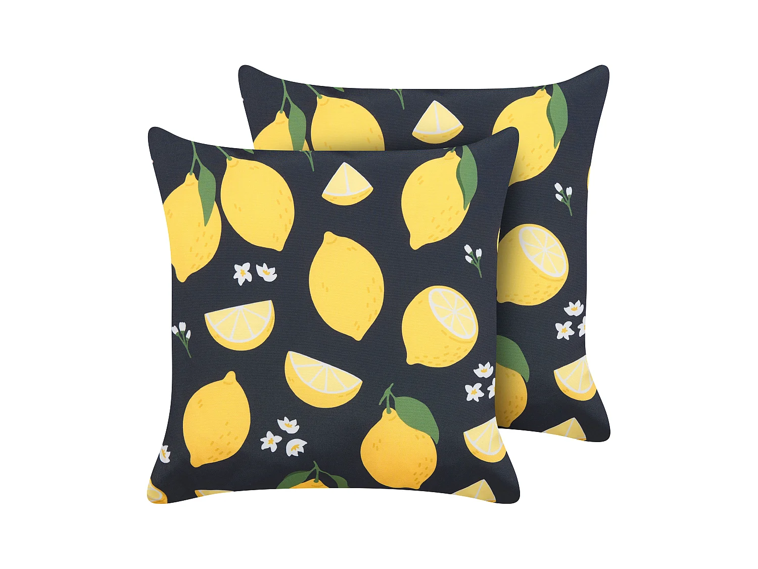Conjunto de 2 almofadas decorativas CITRUS 45 x 45 cm Preto Padrão de plantas