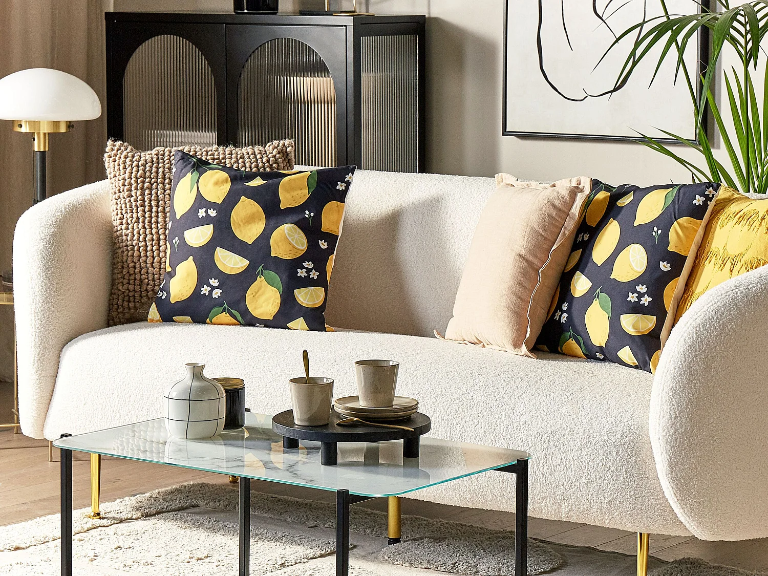 Lot de 2 coussins décoratifs CITRUS 45 x 45 cm Noir Motif de plante