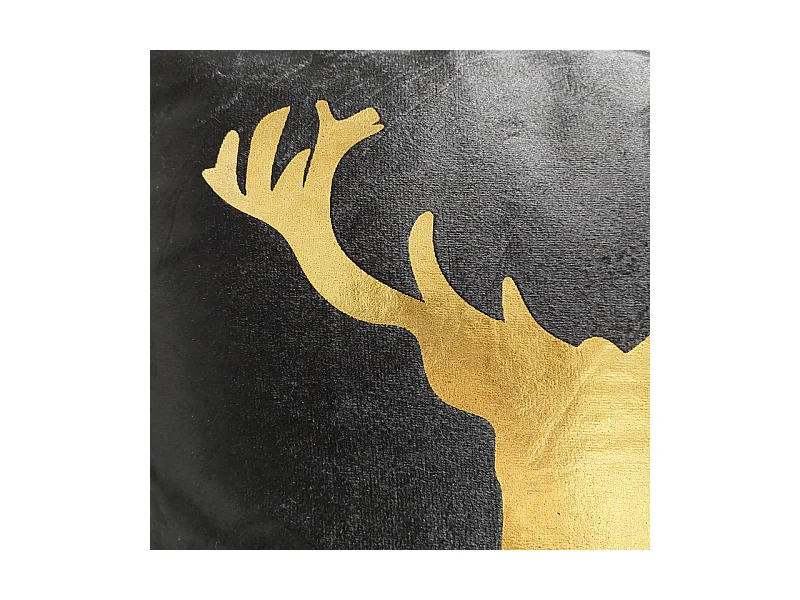 Lot de 2 coussins 45 x 45 cm velours noir et cerf doré - CERF DORÉ
