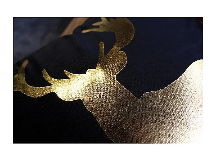 Lot de 2 coussins 45 x 45 cm velours noir et cerf doré - CERF DORÉ