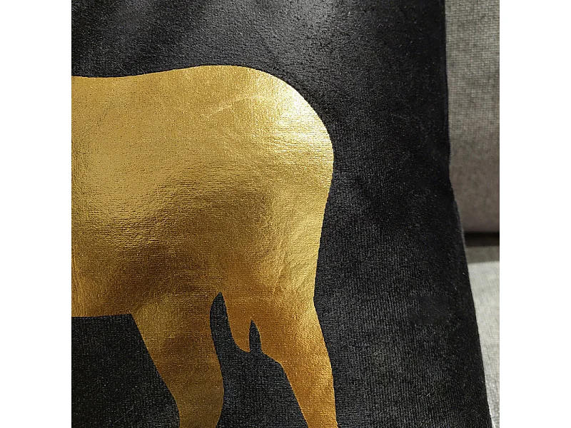 Lot de 2 coussins 45 x 45 cm velours noir et cerf doré - CERF DORÉ