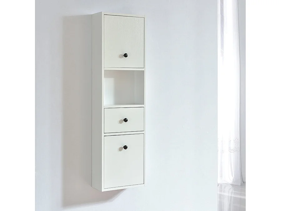 Grande armoire de rangement ARMARIA finition mélaminé blanc 120 cm