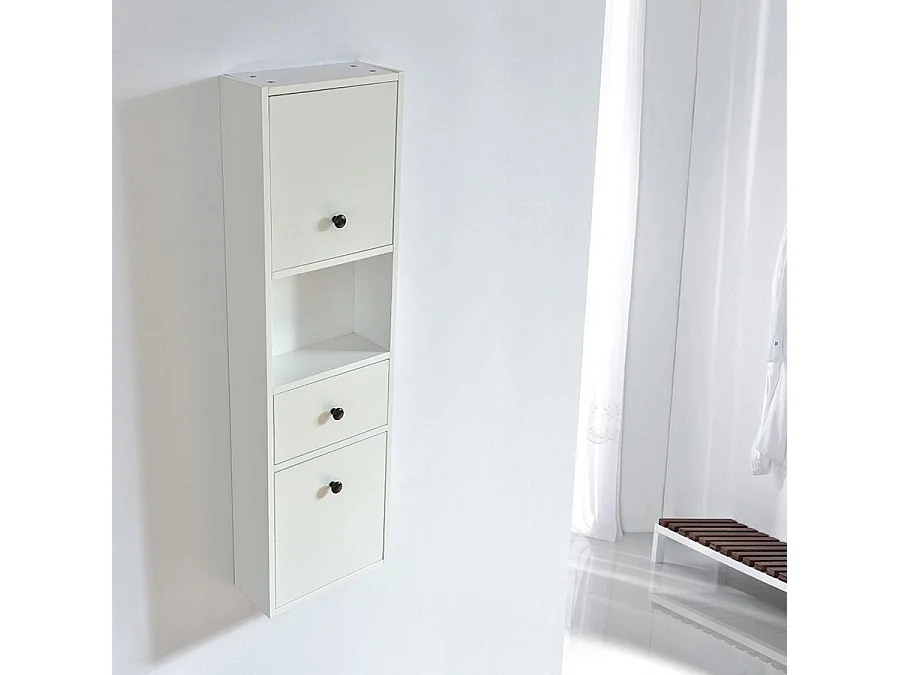 Grande armoire de rangement ARMARIA finition mélaminé blanc 120 cm