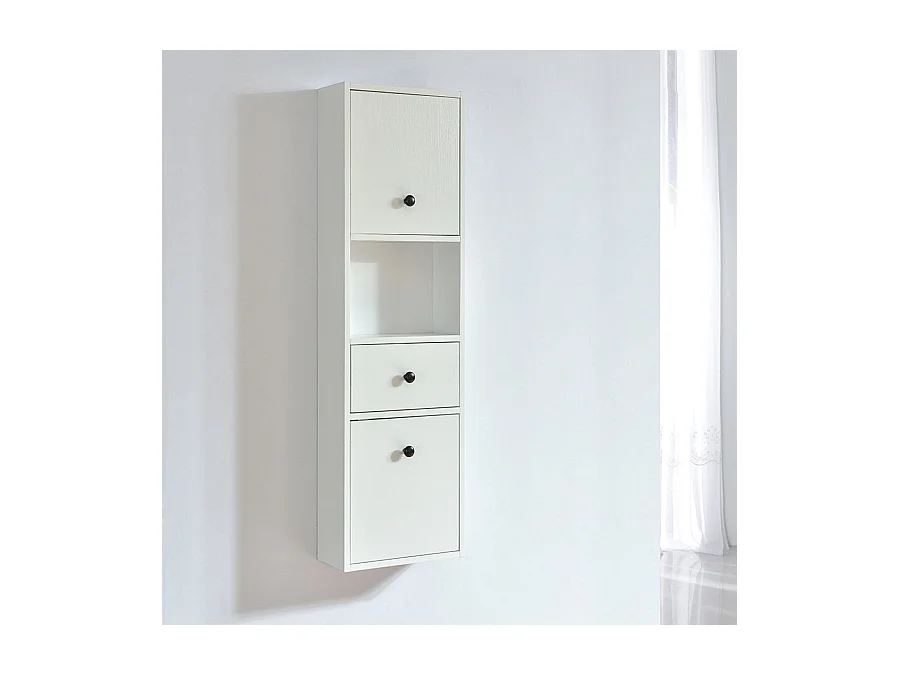 Armario grande ARMARIA con acabado en fibra de madera blanco