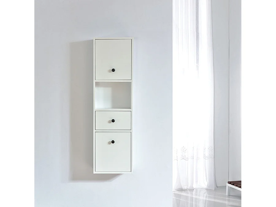 Grande armoire de rangement ARMARIA finition mélaminé blanc 120 cm
