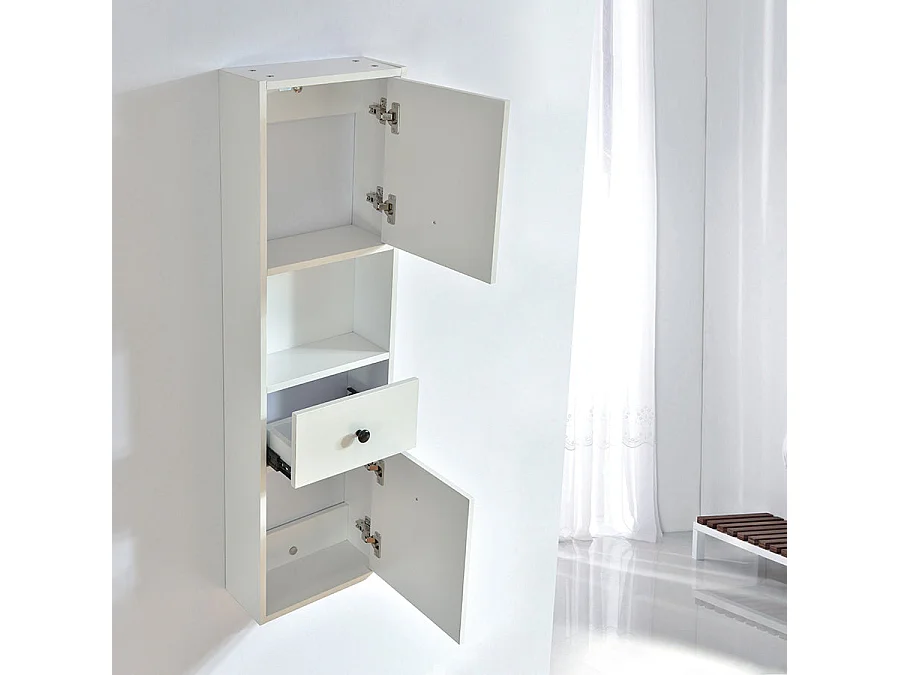 Grande armoire de rangement ARMARIA finition mélaminé blanc 120 cm