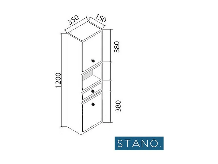 Grande armoire de rangement ARMARIA finition mélaminé blanc 120 cm