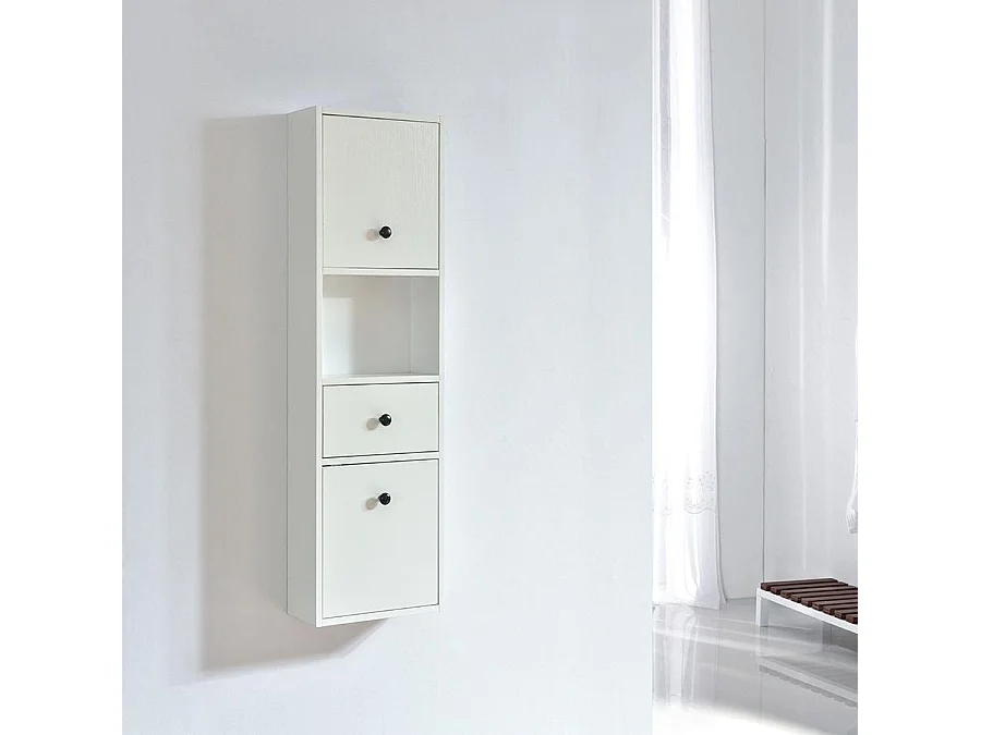 Grande armoire de rangement ARMARIA finition mélaminé blanc 120 cm