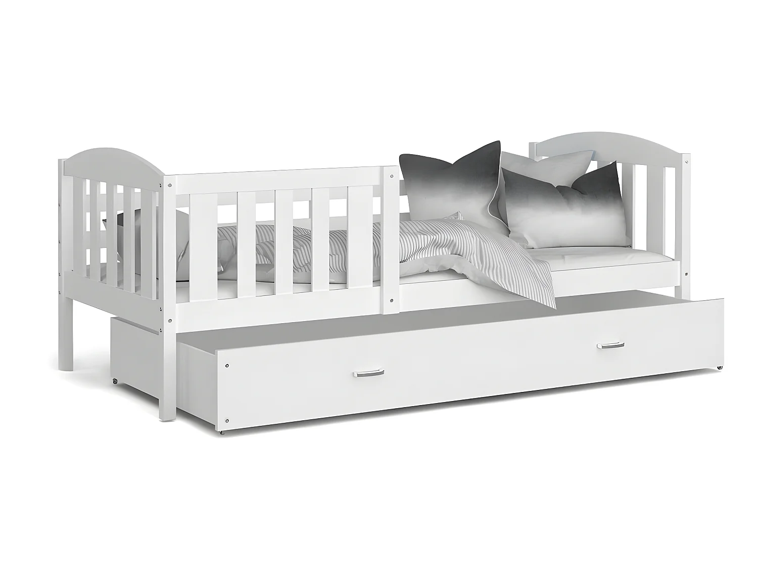 Lit Enfant Teo 90x190 Blanc - blanc Livré avec sommiers, tiroir et matelas en mousse de 7cm