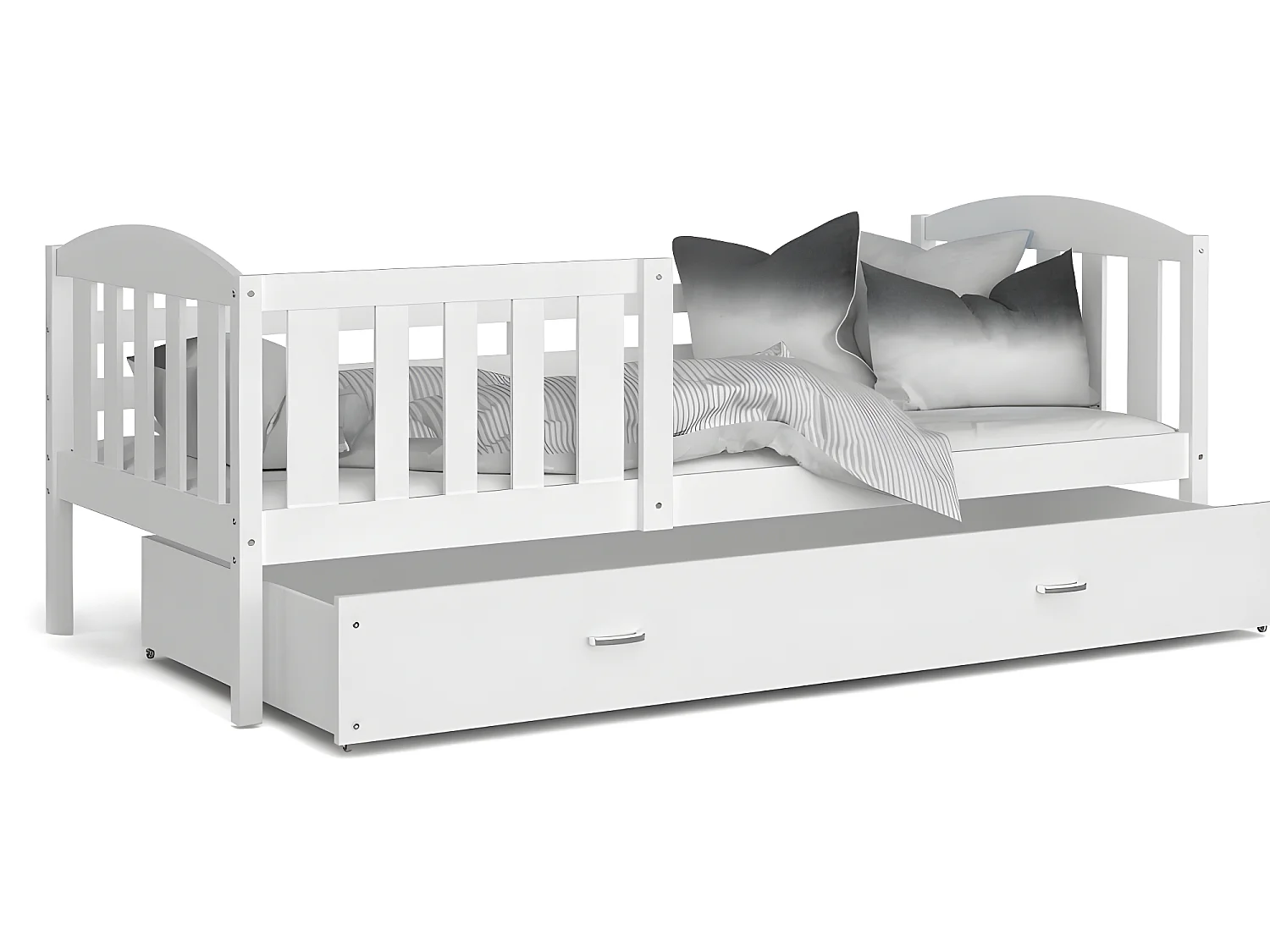 Lit Enfant Teo 90x190 Blanc - blanc Livré avec sommiers, tiroir et matelas en mousse de 7cm