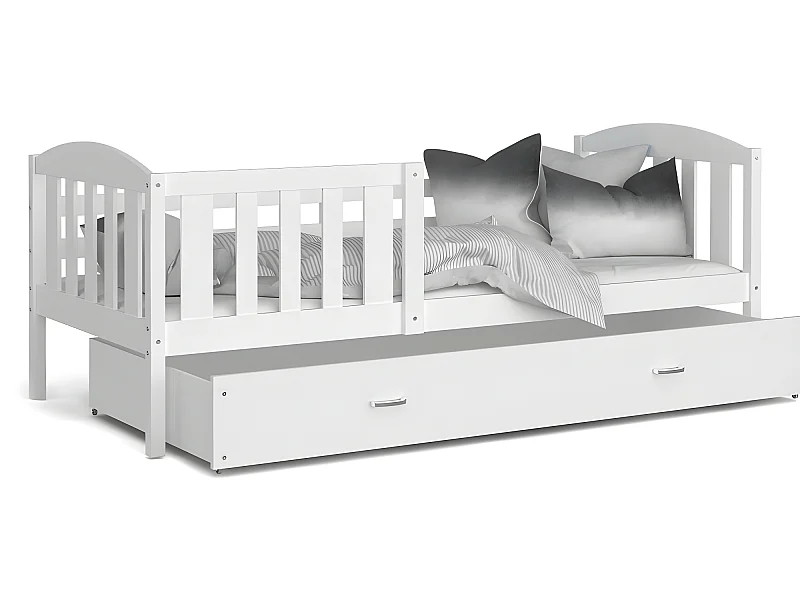 Lit Enfant Teo 90x190 Blanc - blanc Livré avec sommiers, tiroir et matelas en mousse de 7cm