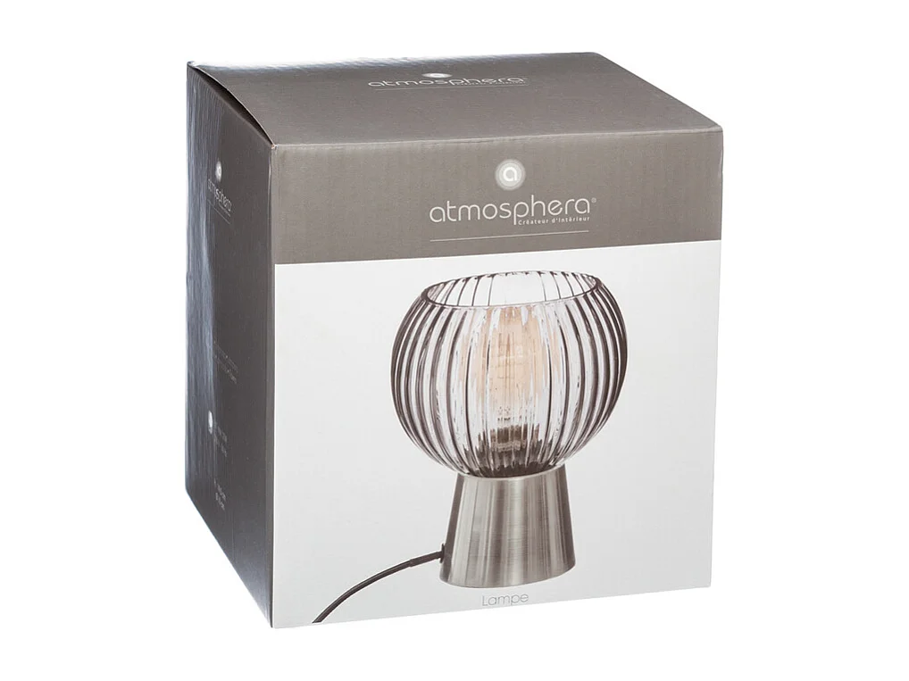 Lampe à poser en Verre déco et base en Métal H 19.5 cm